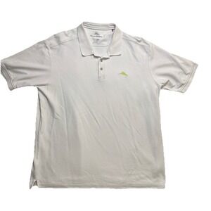 Tommy Bahama Polo Shirt Mens White Emfielder 2.0 SS Supima $99 Lime Marlin